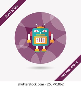 robot concept flat icon with long shadow,eps10