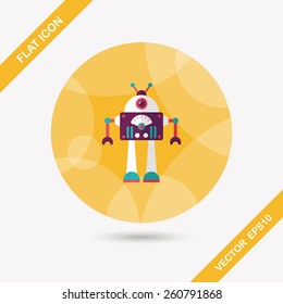 robot concept flat icon with long shadow,eps10