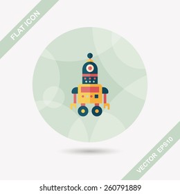 robot concept flat icon with long shadow,eps10