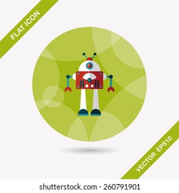 robot concept flat icon with long shadow,eps10