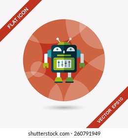 robot concept flat icon with long shadow,eps10