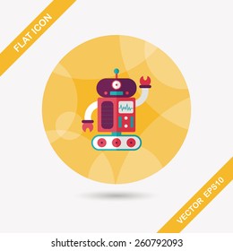 robot concept flat icon with long shadow,eps10