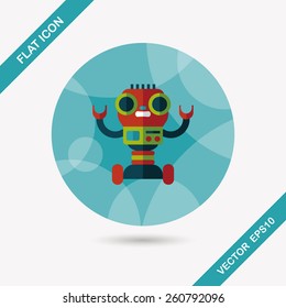 robot concept flat icon with long shadow,eps10
