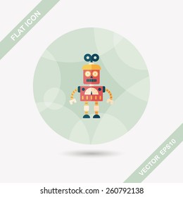 robot concept flat icon with long shadow,eps10