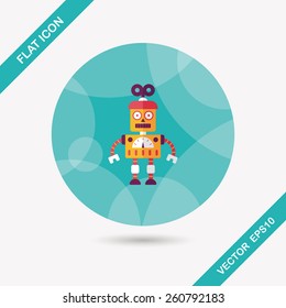 robot concept flat icon with long shadow,eps10