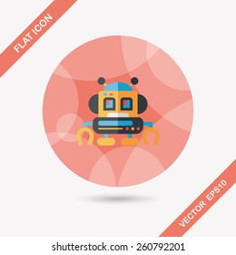 robot concept flat icon with long shadow,eps10