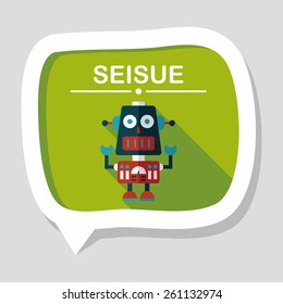 robot concept flat icon with long shadow,eps10