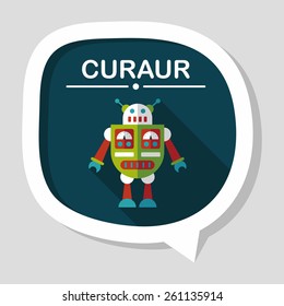 robot concept flat icon with long shadow,eps10