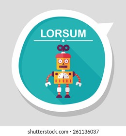 robot concept flat icon with long shadow,eps10