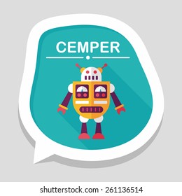 robot concept flat icon with long shadow,eps10