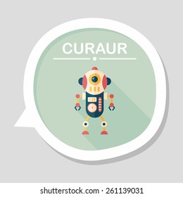 robot concept flat icon with long shadow,eps10