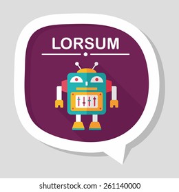 robot concept flat icon with long shadow,eps10