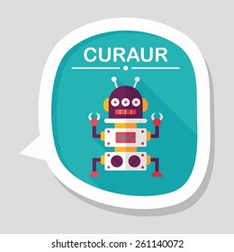 robot concept flat icon with long shadow,eps10