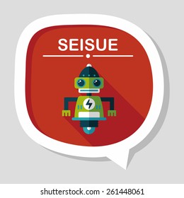 robot concept flat icon with long shadow,eps10