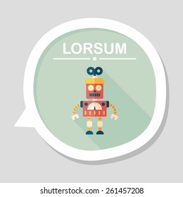 robot concept flat icon with long shadow,eps10