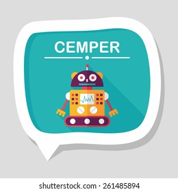 robot concept flat icon with long shadow,eps10