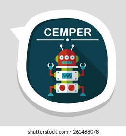 robot concept flat icon with long shadow,eps10