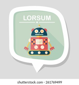 robot concept flat icon with long shadow,eps10