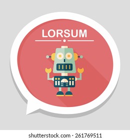 robot concept flat icon with long shadow,eps10