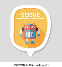 robot concept flat icon with long shadow,eps10