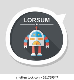 robot concept flat icon with long shadow,eps10