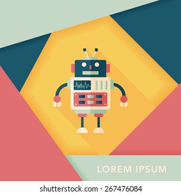 robot concept flat icon with long shadow,eps10