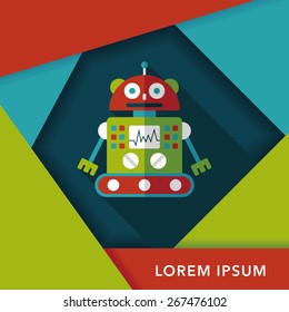 robot concept flat icon with long shadow,eps10