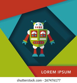 robot concept flat icon with long shadow,eps10