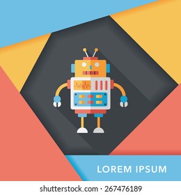 robot concept flat icon with long shadow,eps10