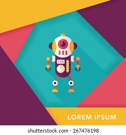 robot concept flat icon with long shadow,eps10