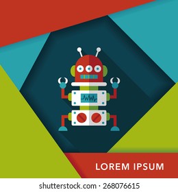 robot concept flat icon with long shadow,eps10
