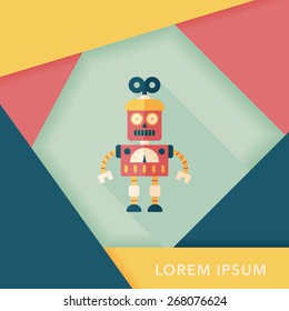 robot concept flat icon with long shadow,eps10