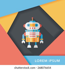 robot concept flat icon with long shadow,eps10