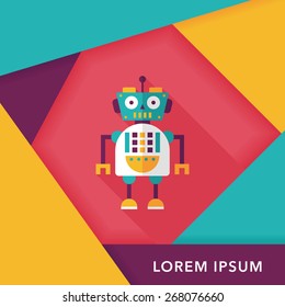 robot concept flat icon with long shadow,eps10