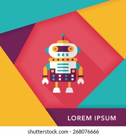 robot concept flat icon with long shadow,eps10