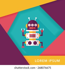 robot concept flat icon with long shadow,eps10