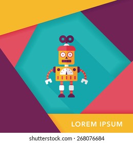 robot concept flat icon with long shadow,eps10