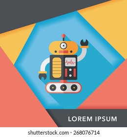 robot concept flat icon with long shadow,eps10