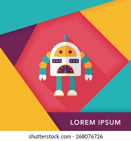 robot concept flat icon with long shadow,eps10
