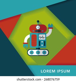 robot concept flat icon with long shadow,eps10