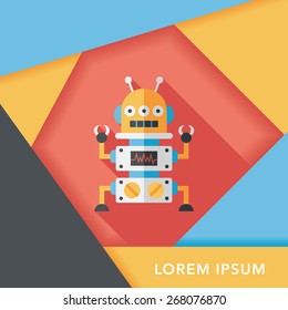 robot concept flat icon with long shadow,eps10