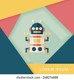robot concept flat icon with long shadow,eps10