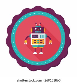 robot concept flat icon with long shadow,eps10