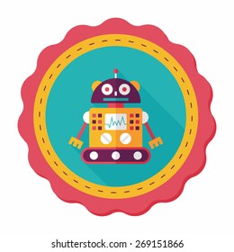 robot concept flat icon with long shadow,eps10