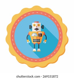 robot concept flat icon with long shadow,eps10