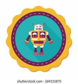 robot concept flat icon with long shadow,eps10