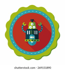 robot concept flat icon with long shadow,eps10