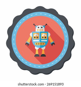 robot concept flat icon with long shadow,eps10