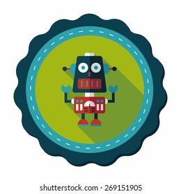 robot concept flat icon with long shadow,eps10