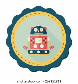 robot concept flat icon with long shadow,eps10